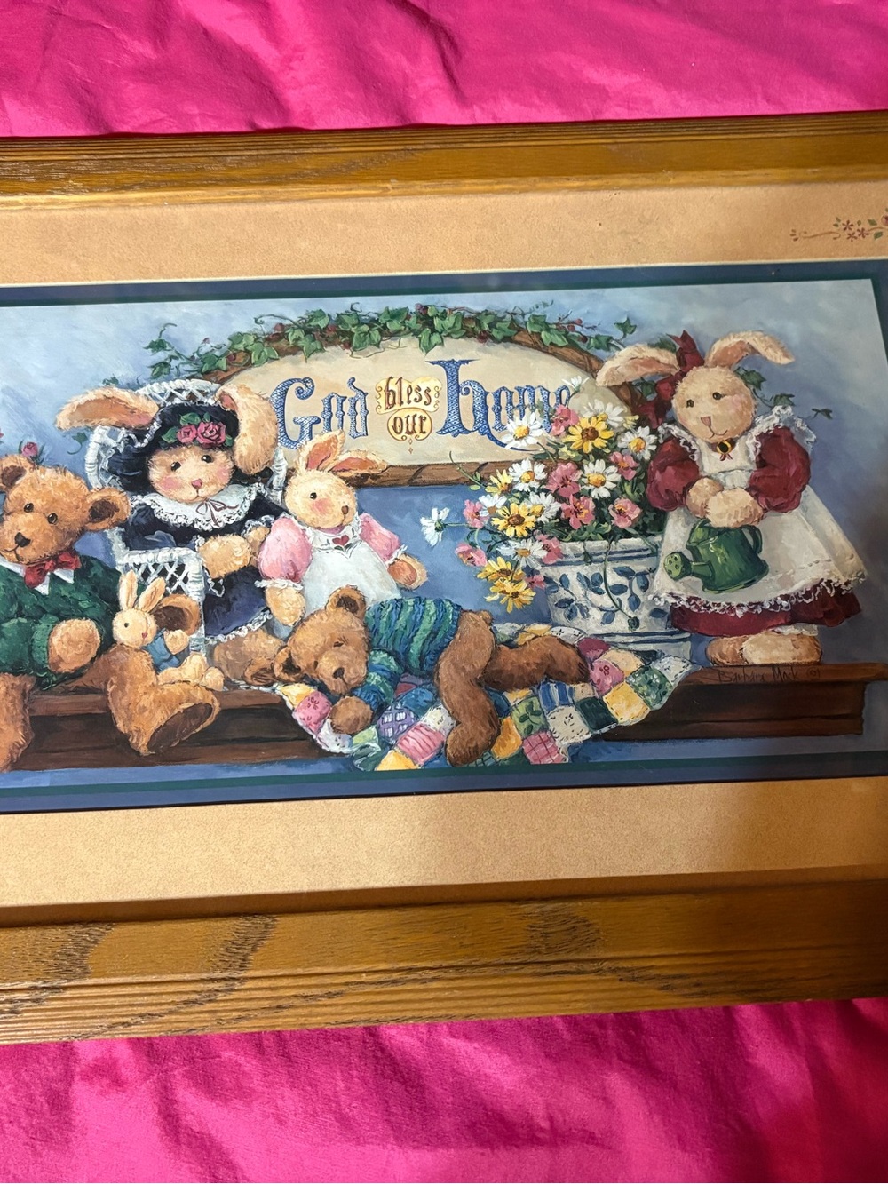 Vintage Nursery Bunny and Teddy Shelf Art - Multicolor - Picture 2 of 3